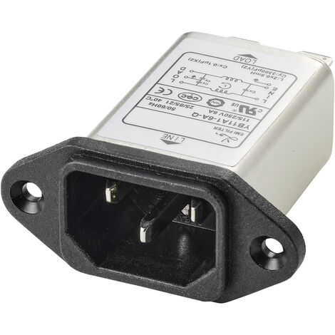 TRU COMPONENTS TC-10101412 Netzfilter mit Kaltgerätebuchse 250 V/AC 6 A 0.8 mH (L x B x H) 58 x 22.