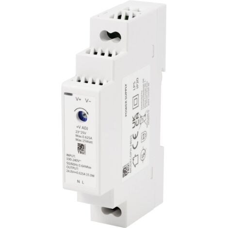 TRU COMPONENTS TC-10580804 Alimentation rail DIN 24 V/DC 0.625 A 15 W Nbr. de sorties:1 x Contenu 1 pc(s) X135792