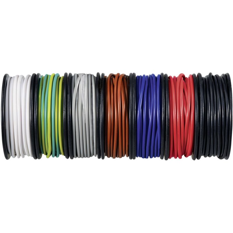 Tru Components - TC-12112352 Fil de câblage 0.25 mm² noir, blanc, rouge, bleu, marron, gris, jaune-vert 1 set V567663