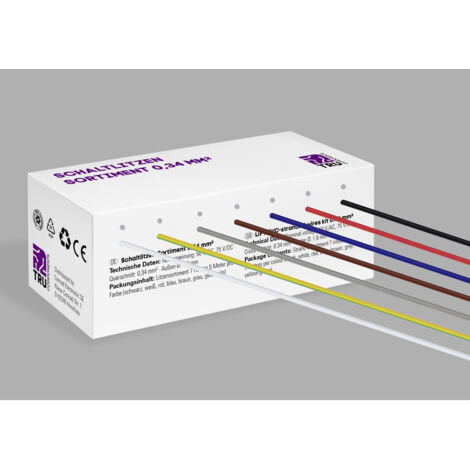 TRU COMPONENTS TC-12112356 Litze    0.34 mm² Schwarz, Weiß, Rot, Blau, Braun, Grau, Gelb-Grün 1 Set