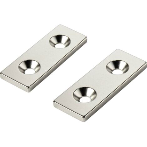 TRU COMPONENTS TC-12250648 Aimant permanent rectangulaire (L x l x H) 40 x 15 x 3 mm M4 Température limite (max.): 150 °C V858853