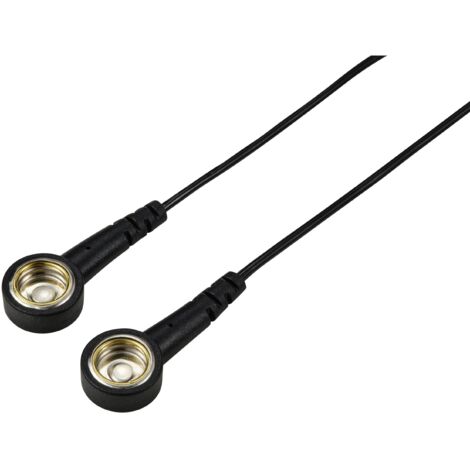 TRU COMPONENTS TC-12356296 Câble de mise à la terre antistatique (ESD) noir 2.40 m Pression mâle 10 mm, Pression mâle 10 mm V607413