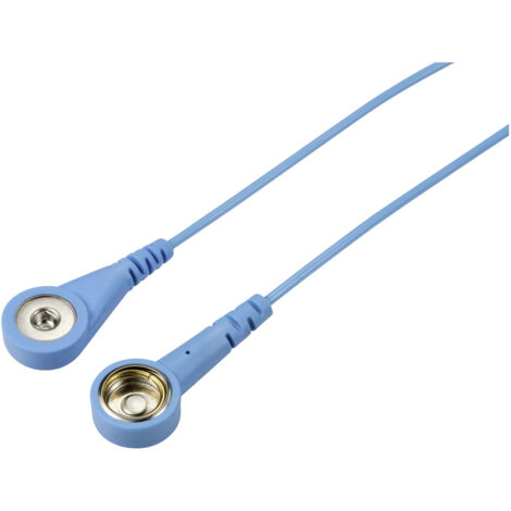 TRU COMPONENTS TC-12358912 ESD-Erdungskabel  Hellblau 1.80 m Druckknopf 4 mm, Druckknopf 10 mm