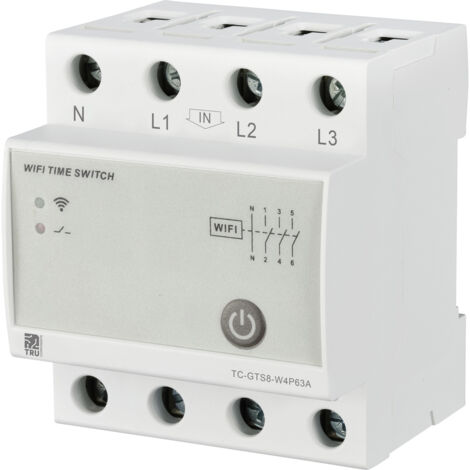 TRU COMPONENTS TC-12485088 TC-GTS8-W4P63A WLAN-Schalter  230 V/AC 1 St. Zeitbereich: 1 min - 24 h 3