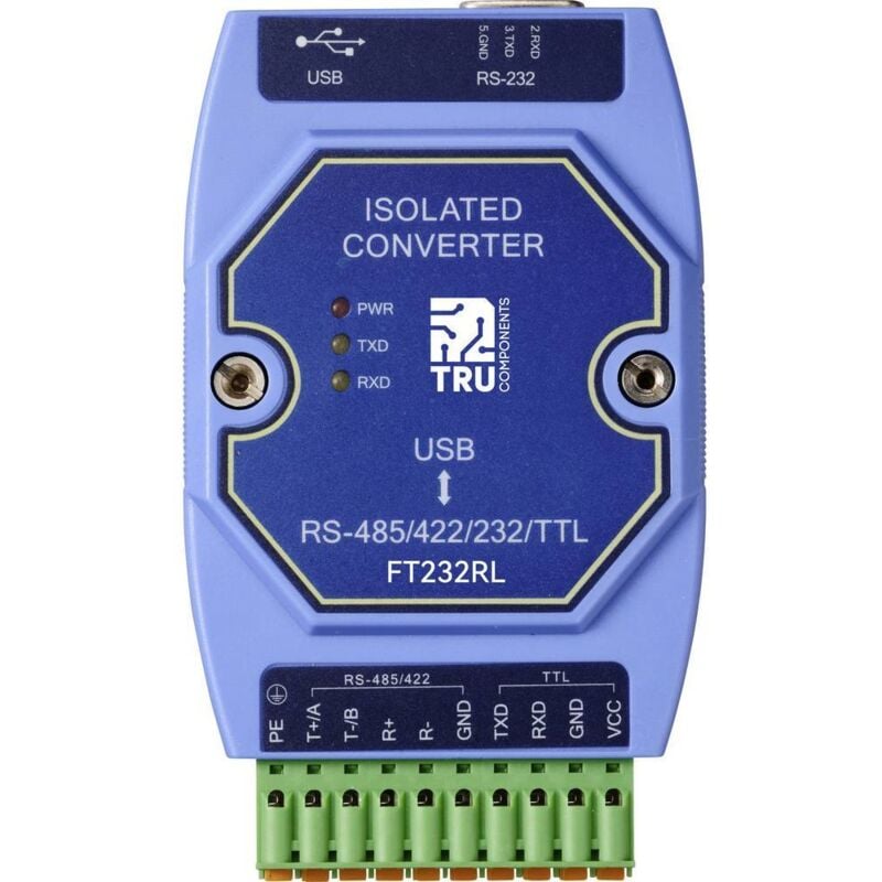 TC-12626056 TC-E810-U15 Convertisseur sériel usb, RS-422, RS-485, D-SUB9 3.3 v, 5 v 1 pc(s) - Tru Components