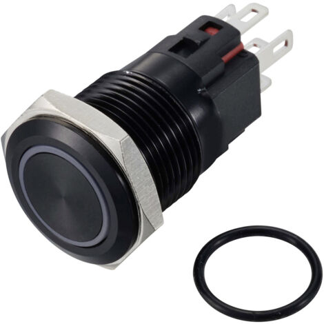 TRU COMPONENTS TC-12647432  Drucktaster 250 V/AC 3 A 1 x Aus/(Ein) IP65 Grün tastend Aluminium, elox