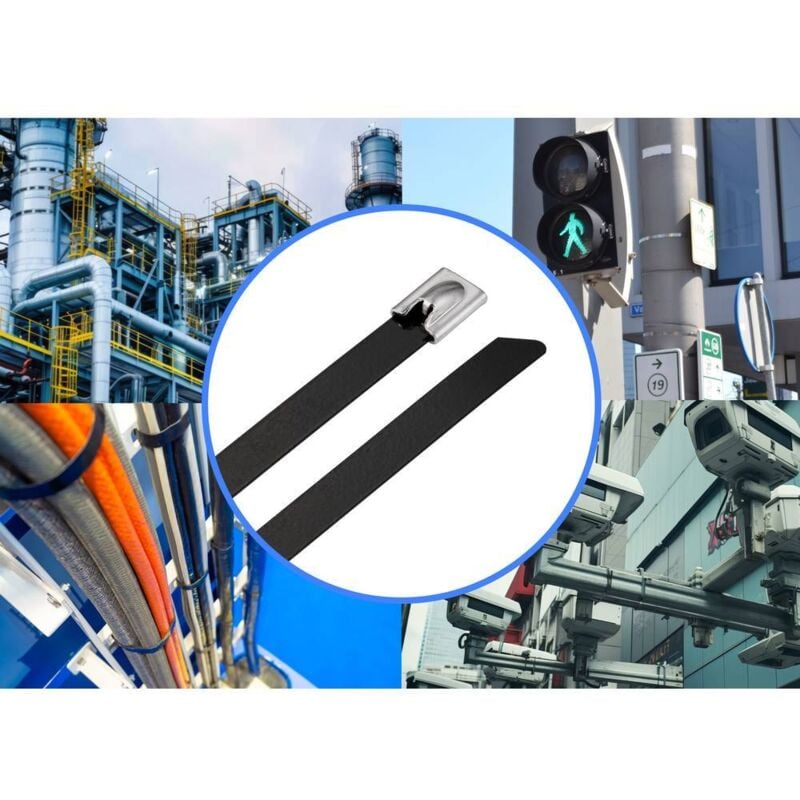 TRU COMPONENTS TC-12656620 Serre-câbles en acier 290 mm 7.9 mm AISI 316 avec revêtement 100 pc(s)