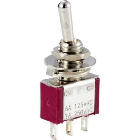 TRU COMPONENTS TC-12819600 Interrupteur à levier 125 V/AC, 250 V/AC 6 A 1 x On/On à accrochage 1 pc(s) A710773