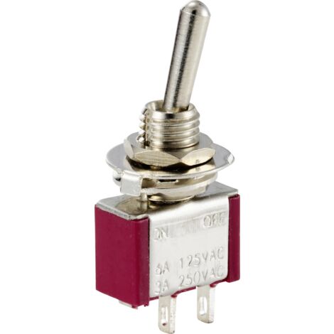 TRU COMPONENTS TC-12819608 Interrupteur à levier 125 V/AC, 250 V/AC 6 A 1 x Off/(On) à rappel 1 pc(s) A710753