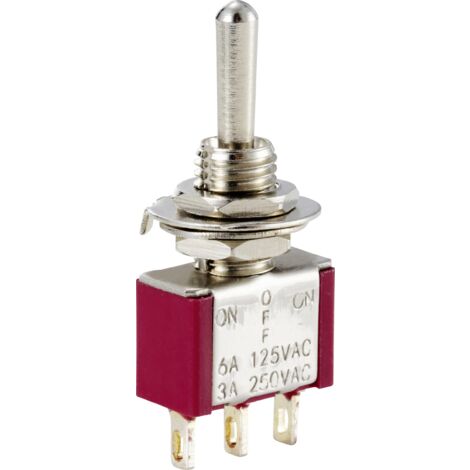 TRU COMPONENTS TC-12819612 Interrupteur à levier 125 V/AC, 250 V/AC 6 A 1 x (On)/Off/(On) à rappel 1 pc(s) A710723
