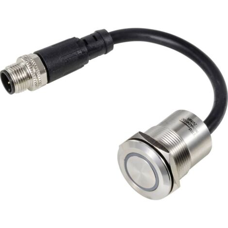 TRU COMPONENTS TC-12835308 TC-PS223P10YSSG12T M12 MALE CONNECTOR Interrupteur piézo 24 V 0.2 A 1 x Off/(On) à rappel ve