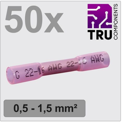 TRU COMPONENTS TC-12888400 Prolongateur avec gaine thermorétractable 0.5 mm² 1.5 mm² entièrement isolé rouge 50 pc(s)