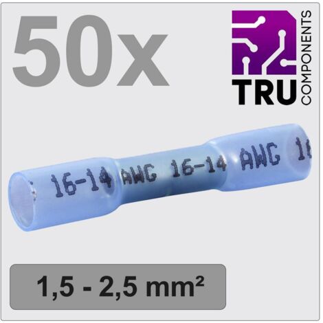 TRU COMPONENTS TC-12888404 Prolongateur avec gaine thermorétractable 1.5 mm² 2.5 mm² entièrement isolé bleu 50 pc(s)