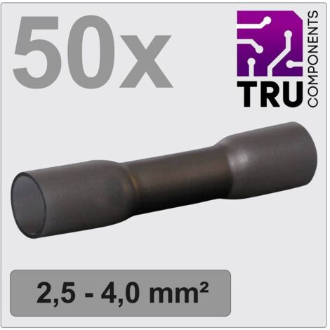 TRU COMPONENTS TC-12888408 Prolongateur avec gaine thermorétractable 2.5 mm² 4 mm² entièrement isolé noir 50 pc(s) A559753