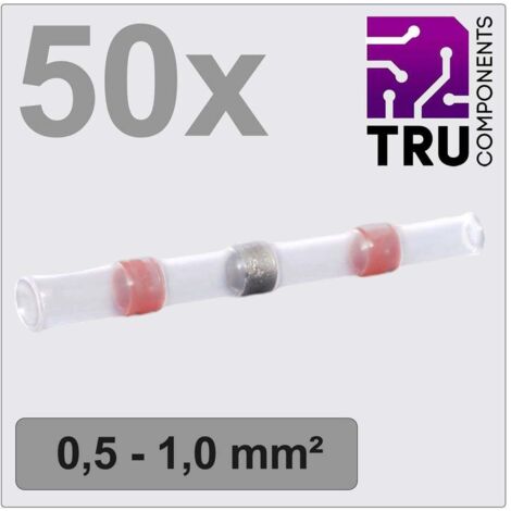 TRU COMPONENTS TC-12888420 Prolongateur avec gaine thermorétractable 0.5 mm² 1.0 mm² entièrement isolé rouge 50 pc(s) A559733