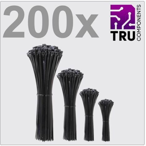 TRU COMPONENTS TC-12888552 T24CA070 SERRE-CÂBLE NOIR STABILISÉ AUX UV 200 PC(S)