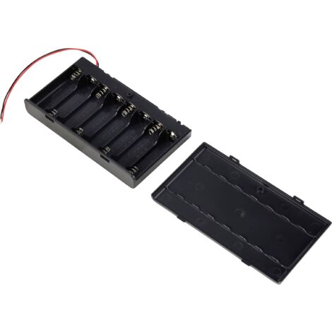TRU COMPONENTS TC-13220648 Support de pile 8x LR6 (AA) raccordement par fils (L x l x H) 127 x 71 x 19 mm Y739853