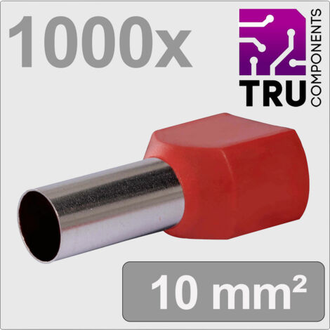 TRU COMPONENTS TC-13377252 Embout double d'extrémité de câble 10 mm² partiellement isolé rouge 1000