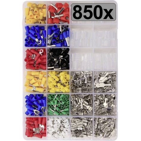 TRU COMPONENTS TC-13377256 Assortiment de cosses à sertir 0.5 mm² 6 mm² rouge, bleu, jaune, vert, blanc, transparent 85