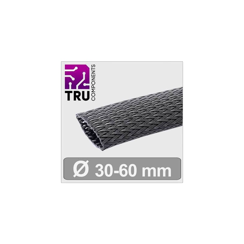 TC-13377576 T24CA110 gaine tressée noir polyester 30 à 60 mm marchandise vendue au mètre - Tru Components