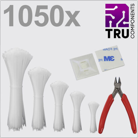TRU COMPONENTS TC-13377616 T24CA115 Kabelbinder Weiß UV-stabilisiert 1050 St.