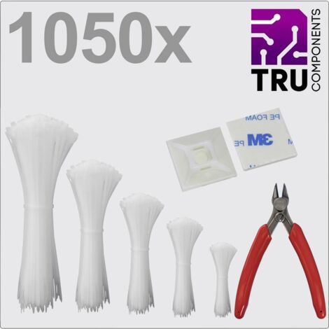 TRU COMPONENTS TC-13377616 T24CA115 Serre-câble blanc stabilisé aux UV 1050 pc(s) Y111713