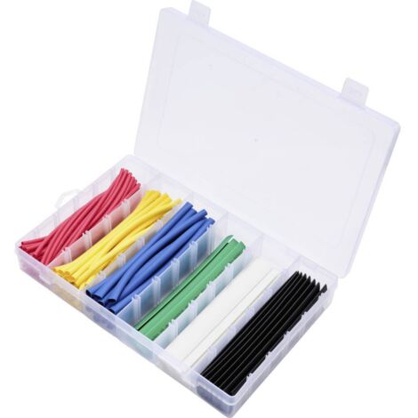 TRU COMPONENTS TC-13388812 Assortiment de gaines thermorétractables rouge, jaune, bleu, vert, blanc, noir Taux de retre