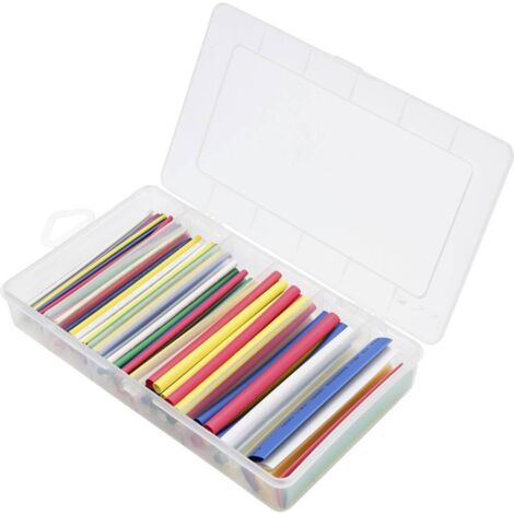 TRU COMPONENTS TC-13388836 Assortiment de gaines thermorétractables vert, rouge, jaune, bleu, transparent(e), blanc Tau