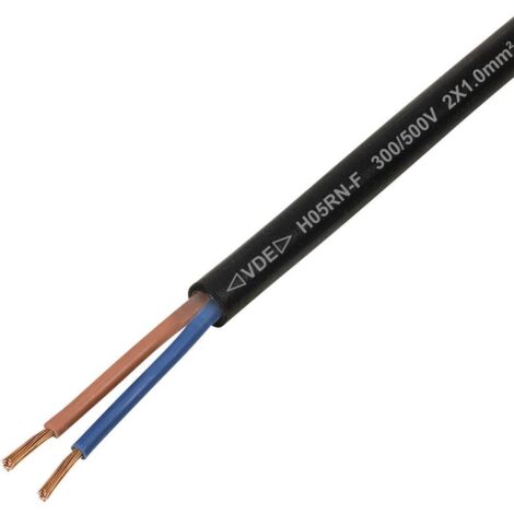 TRU COMPONENTS TC-13389168 Câble à gaine caoutchouc H05RN-F 2 x 1 mm² noir 50 m Y145053