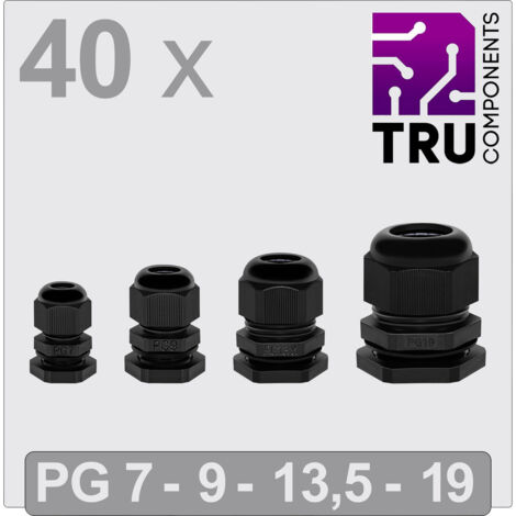 TRU COMPONENTS TC-13448344 Kabelverschraubung    Polyamid Schwarz 40 St.