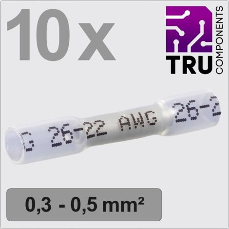 TRU COMPONENTS TC-13448488 Prolongateur avec gaine thermorétractable 0.3 mm² 0.5 mm² entièrement isolé blanc 10 pc(s) Y859553