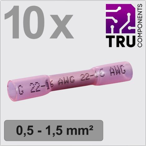 TRU COMPONENTS TC-13448492 Prolongateur avec gaine thermorétractable 0.5 mm² 1.5 mm² entièrement isolé rouge 10 pc(s) Y859523