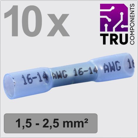 TRU COMPONENTS TC-13448496 Prolongateur avec gaine thermorétractable 1.5 mm² 2.5 mm² entièrement isolé bleu 10 pc(s) Y859513