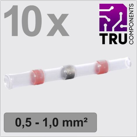 TRU COMPONENTS TC-13448512 Prolongateur avec gaine thermorétractable 0.5 mm² 1.0 mm² entièrement isolé rouge 10 pc(s) Y859563