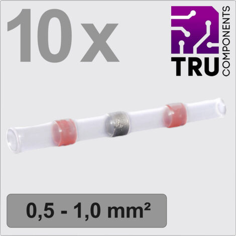 TRU COMPONENTS TC-13448512 Stoßverbinder mit Schrumpfschlauch 0.5 mm² 1.0 mm² Vollisoliert Rot 10 St