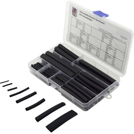 TRU COMPONENTS TC-6793940 Schrumpfschlauchsortiment Schwarz   Schrumpfrate:3:1 100 St.