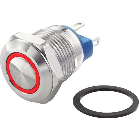 TRU COMPONENTS TC-7494652 TC-GQ12-AF-10E/J/R/12V/S Bouton-poussoir antivandalisme 48 V/DC 2 A 1 x Of