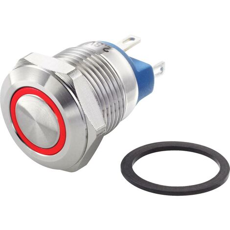 TRU COMPONENTS TC-7494652 TC-GQ12-AF-10E/J/R/12V/S Interruttore antivandalo 48 V/DC 2 A 1x Off / (On) Momentaneo Rosso