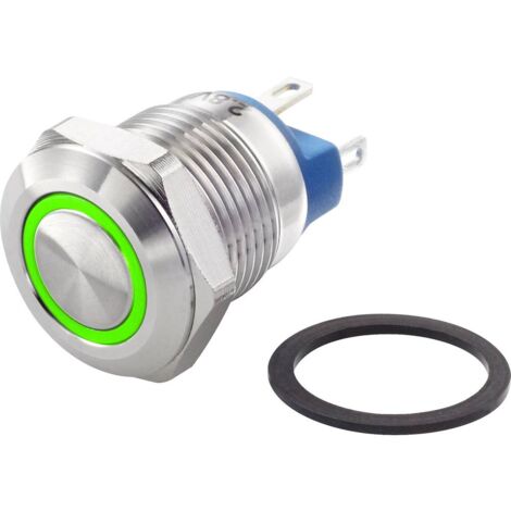 TRU COMPONENTS TC-7494656 TC-GQ12-AF-10E/J/G/12V/S Interruttore antivandalo 48 V/DC 2 A 1x Off / (On) Momentaneo Verde