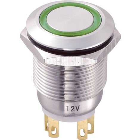 TRU COMPONENTS TC-8904664 Bouton-poussoir antivandalisme 250 V/AC 5 A 1 x Off/(On) à rappel vert IP65 1 pc(s)