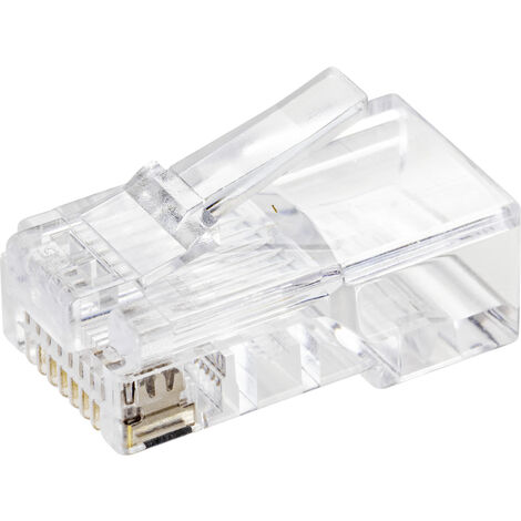 TRU COMPONENTS  TC-9202516 RJ 45 Steckverbinder Stecker, gerade   Polzahl Sensoren 8P8C Transparent