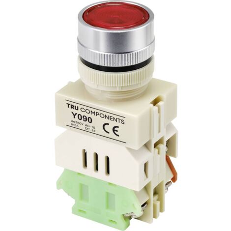 TRU COMPONENTS TC-9219080 Y090 Bouton-poussoir 250 V/AC 5 A 1 x On/(On) à rappel rouge (Ø) 30 mm 1 pc(s)