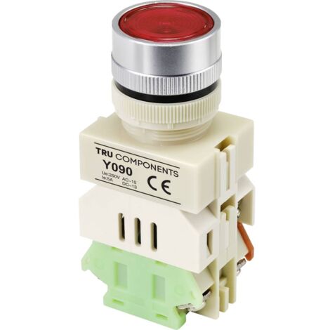 TRU COMPONENTS TC-9219080 Y090 Pulsante 250 V/AC 5 A 1 x On / (On) Momentaneo Rosso (Ø) 30 mm 1 pz.