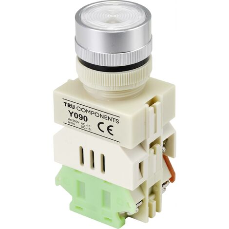 TRU COMPONENTS TC-9219096 Y090 Bouton-poussoir 250 V/AC 5 A 1 x On/(On) à accrochage blanc (Ø) 30 mm 1 pc(s) Y714412