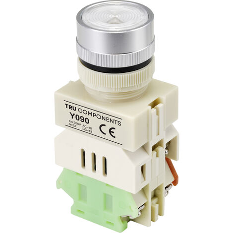 TRU COMPONENTS TC-9219096 Y090 Drucktaster 250 V/AC 5 A 1 x Ein/(Ein) rastend Weiß (Ø) 30 mm  1 St.