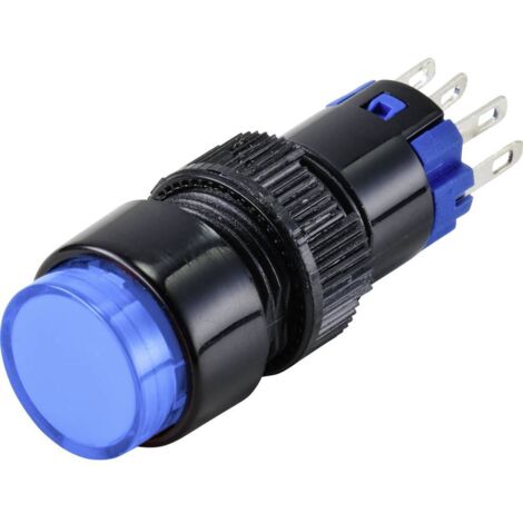 TRU COMPONENTS TC-9428068 LAS2Y-11/B/12V Bouton-poussoir 250 V 3 A 1 x Off/(On) à rappel bleu IP40 1 pc(s) Y347942