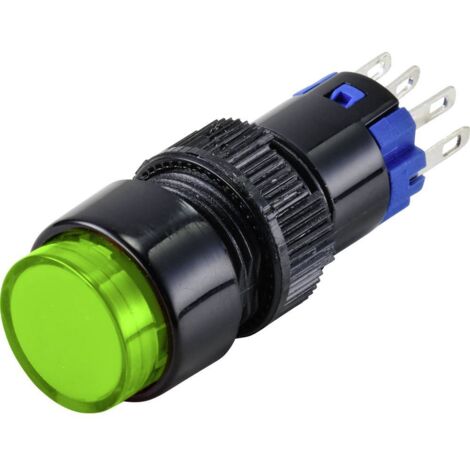 TRU COMPONENTS TC-9428076 LAS2Y-11Z/G/12V INTERRUPTEUR À PRESSION 250 V 3 A 1 X OFF/ON À ACCROCHAGE VERT IP40 1 PC(S)