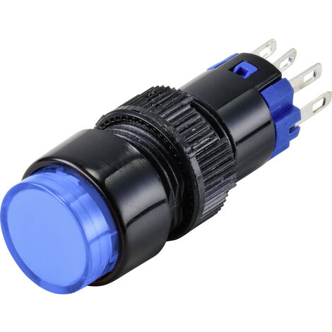 TRU COMPONENTS TC-9428080 LAS2Y-11Z/B/12V Druckschalter 250 V 3 A 1 x Aus/Ein rastend Blau  IP40 1 S