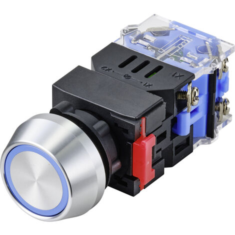 TRU COMPONENTS TC-9428152 LAS0-L-11ZEB/B/12V Druckschalter 250 V 5 A 1 x Aus/Ein rastend Blau  IP40