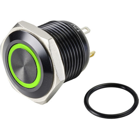 TRU COMPONENTS TC-9428168 GQ16F-10E/J/G/12V/A Drucktaster 48 V/DC 2 A 1 x Aus/(Ein) tastend Grün  IP